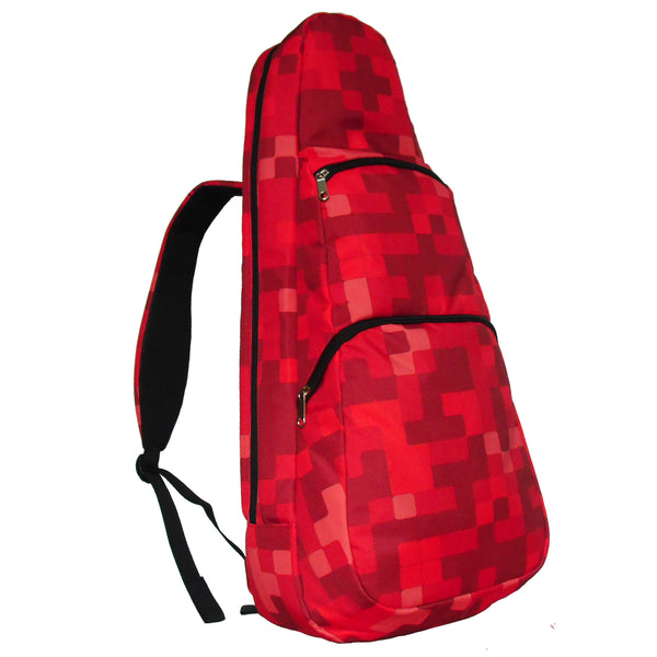 26" Tenor Pattern Print Ukulele Gig Bag Backpack (CRIMSON/RED SQUARES)