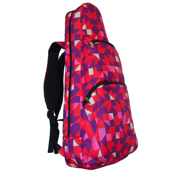 26" Tenor Pattern Print Ukulele Gig Bag Backpack (RED/BLUE SWALLOW TAILS)