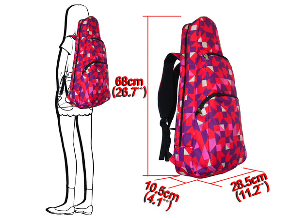 26" Tenor Pattern Print Ukulele Gig Bag Backpack (RED/BLUE SWALLOW TAILS)