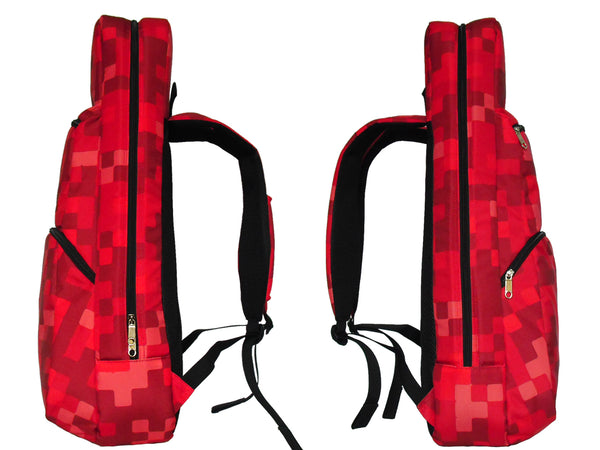 26" Tenor Pattern Print Ukulele Gig Bag Backpack (CRIMSON/RED SQUARES)