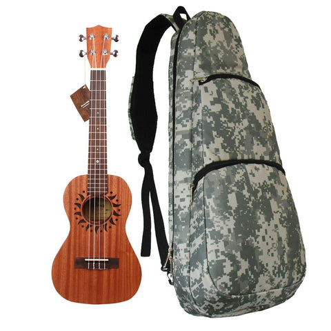 21" Soprano Pattern Print Ukulele Sling Gig Bag ( KHAKI/AMY GREEN FOREST)