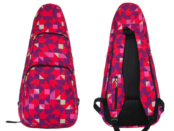26" Tenor Pattern Print Ukulele Gig Bag Backpack (RED/BLUE SWALLOW TAILS)