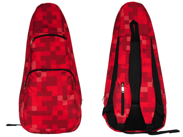 26" Tenor Pattern Print Ukulele Gig Bag Backpack (CRIMSON/RED SQUARES)