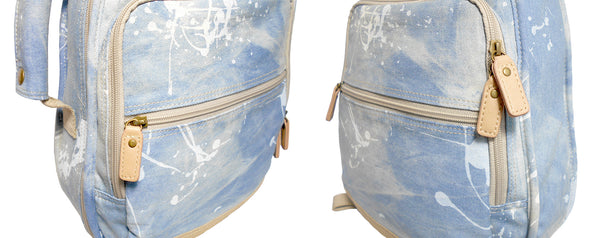 26" Tenor Splash Paint Denim Custom Fit Stylish Ukulele Gig Bag Backpack (LIGHT BLUE)