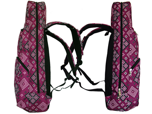 26" Tenor Pattern Print Ukulele Gig Bag Backpack (BURGUNDY / WHITE SHAPES )