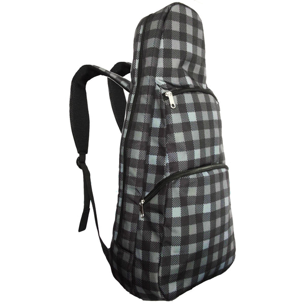 26" Tenor Pattern Print Ukulele Gig Bag Backpack (GRAY CHECKER)