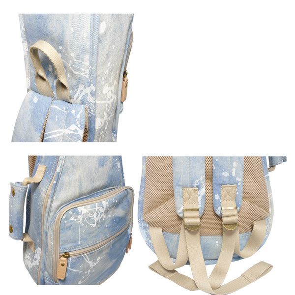26" Tenor Splash Paint Denim Custom Fit Stylish Ukulele Gig Bag Backpack (LIGHT BLUE)