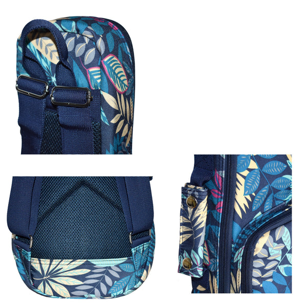 26" Tenor Summer Tropical Leaves Print Ukulele Sling Gig Bag Sling Bag (BLUE MULTI COLORS)
