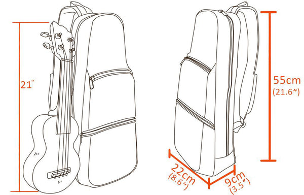 21" Soprano Pattern Print Ukulele Sling Gig Bag (SKY BLUE/PINK LETTERS)