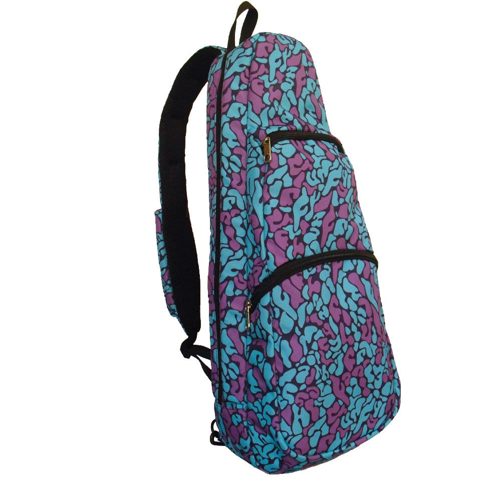 21" Soprano Pattern Print Ukulele Sling Gig Bag (SKY BLUE/PINK LETTERS)