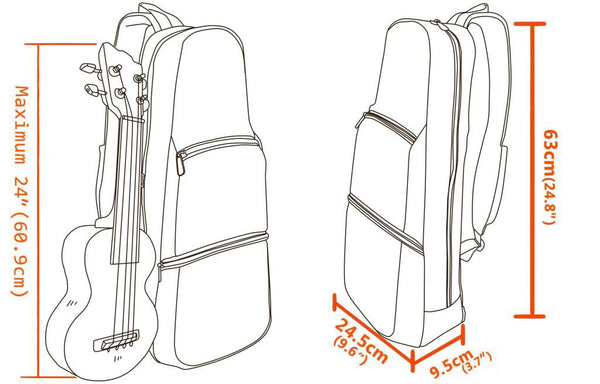 24” Concert Pattern Print Ukulele Sling Gig Bag (GRAY/ NAVY OCTOPUS)