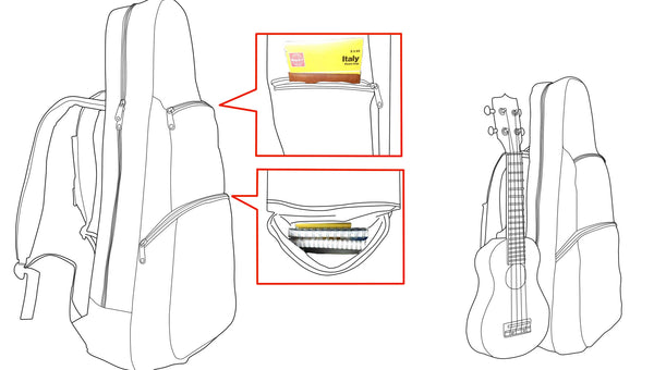 26" Tenor Pattern Print Ukulele Gig Bag Backpack (BLUE / YELLOW SQUARES)