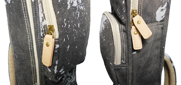 26" Tenor Splash Paint Denim Custom Fit Stylish Ukulele Gig Bag Backpack (BLACK)