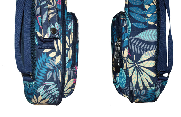 26" Tenor Summer Tropical Leaves Print Ukulele Sling Gig Bag Sling Bag (BLUE MULTI COLORS)