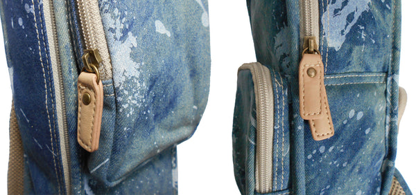 26" Tenor Splash Paint Denim Custom Fit Stylish Ukulele Gig Bag Backpack (NAVY)