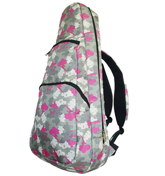 26" Tenor Pattern Print Ukulele Gig Bag Backpack (GRAY / PINK CLOUDS )