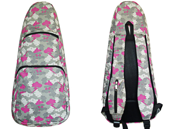 26" Tenor Pattern Print Ukulele Gig Bag Backpack (GRAY / PINK CLOUDS )