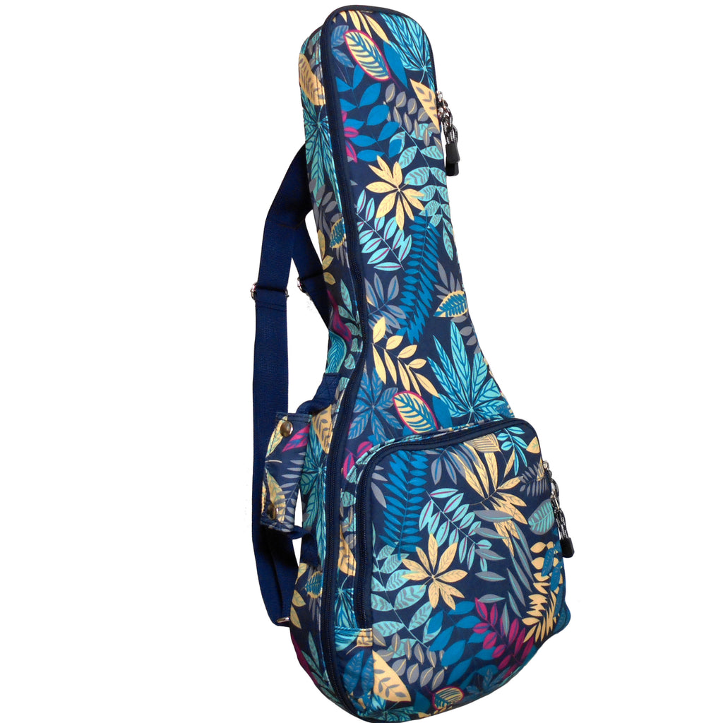 26" Tenor Summer Tropical Leaves Print Ukulele Sling Gig Bag Sling Bag (BLUE MULTI COLORS)