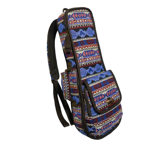 21" Soprano Bohemia Pattern Tribal Fabric Ukulele Gig Bag (BLUE MULTI COLORS)