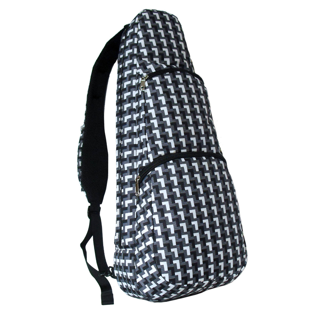 21" Soprano Pattern Print Ukulele Sling Gig Bag (BLACK/ WHITE L PATTERN)