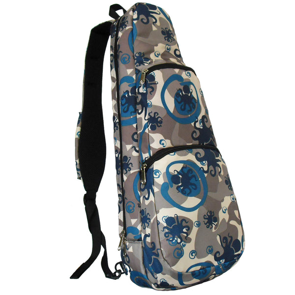 24” Concert Pattern Print Ukulele Sling Gig Bag (GRAY/ NAVY OCTOPUS)