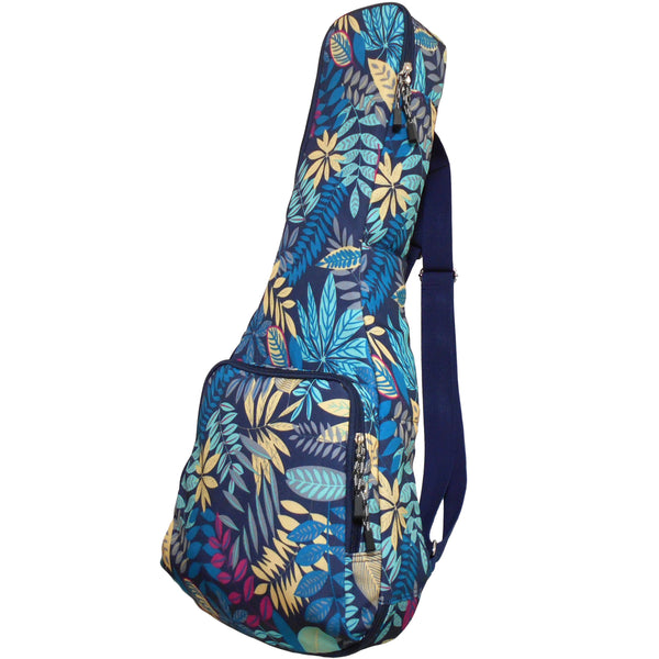 26" Tenor Summer Tropical Leaves Print Ukulele Sling Gig Bag Sling Bag (BLUE MULTI COLORS)