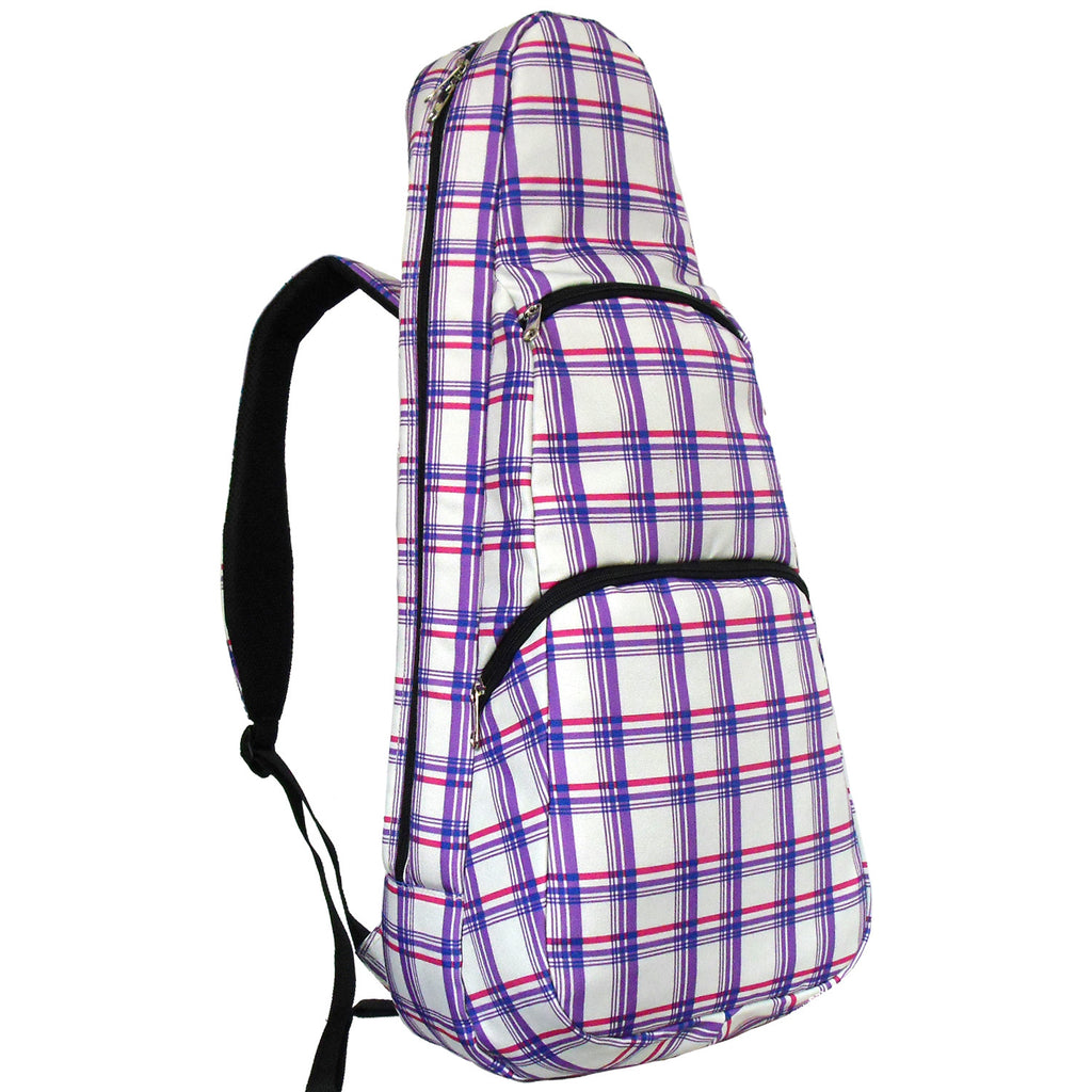 26" Tenor Pattern Print Ukulele Gig Bag Backpack (WHITE / PURPLE CHECKER)