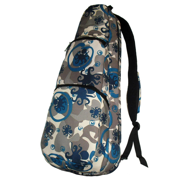 24” Concert Pattern Print Ukulele Sling Gig Bag (GRAY/ NAVY OCTOPUS)