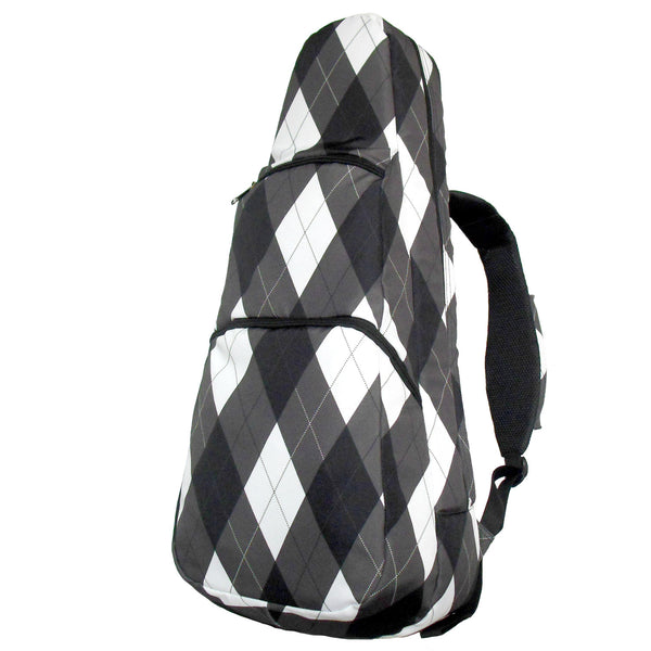 26" Tenor Pattern Print Ukulele Gig Bag Backpack (WHITE / BLACK BIG DIAMONDS)