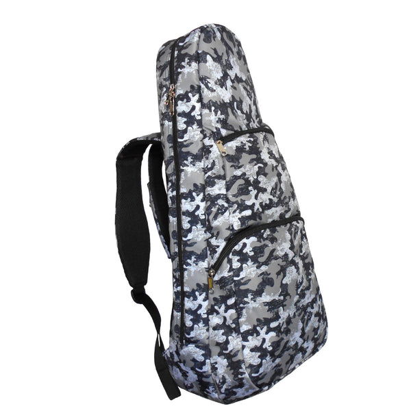 26" Tenor Pattern Print Ukulele Gig Bag Backpack (GRAY/BLACK CAMOUFLAGE)