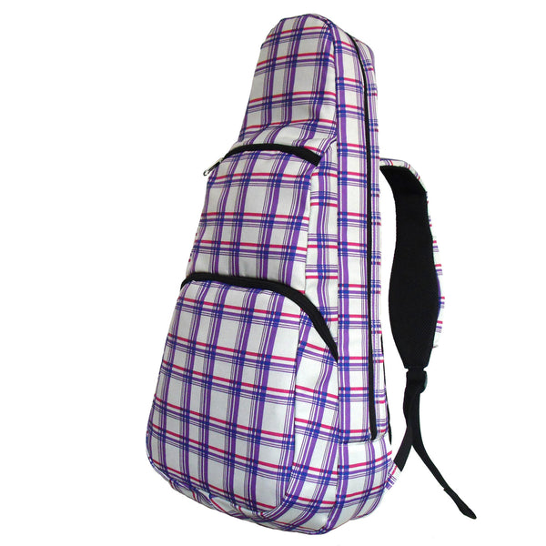 26" Tenor Pattern Print Ukulele Gig Bag Backpack (WHITE / PURPLE CHECKER)