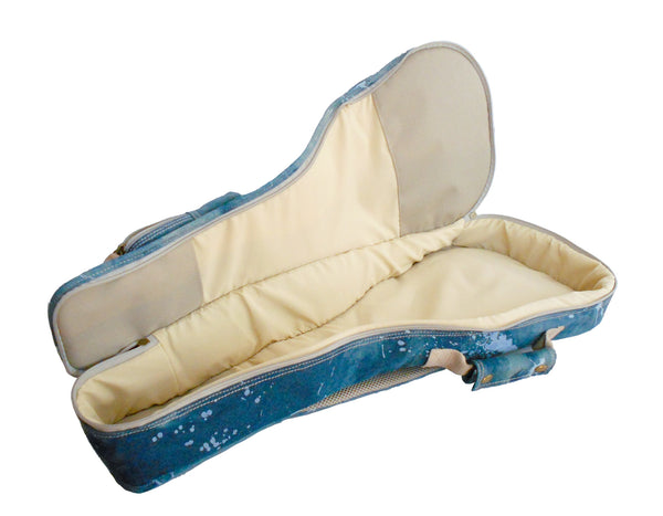 26" Tenor Splash Paint Denim Custom Fit Stylish Ukulele Gig Bag Backpack (NAVY)