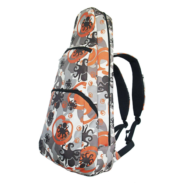 26" Tenor Pattern Print Ukulele Gig Bag Backpack (LIGHT BROWN / BROWN OCTOPUS )