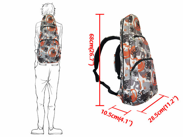 26" Tenor Pattern Print Ukulele Gig Bag Backpack (LIGHT BROWN / BROWN OCTOPUS )