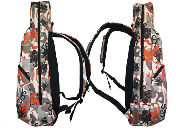 26" Tenor Pattern Print Ukulele Gig Bag Backpack (LIGHT BROWN / BROWN OCTOPUS )
