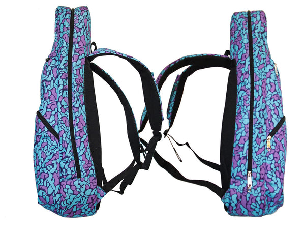 26" Tenor Pattern Print Ukulele Gig Bag Backpack (SKY BLUE / PINK LETTERS)