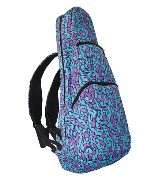 26" Tenor Pattern Print Ukulele Gig Bag Backpack (SKY BLUE / PINK LETTERS)