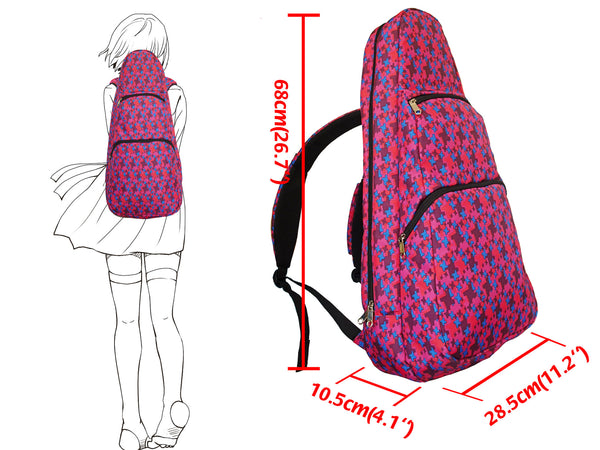 26" Tenor Pattern Print Ukulele Gig Bag Backpack (RED / BLUE STARS)