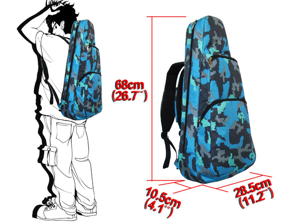 26" Tenor Pattern Print Ukulele Gig Bag Backpack (GRAY / LIGHT BLUE CAMOUFLAGE)