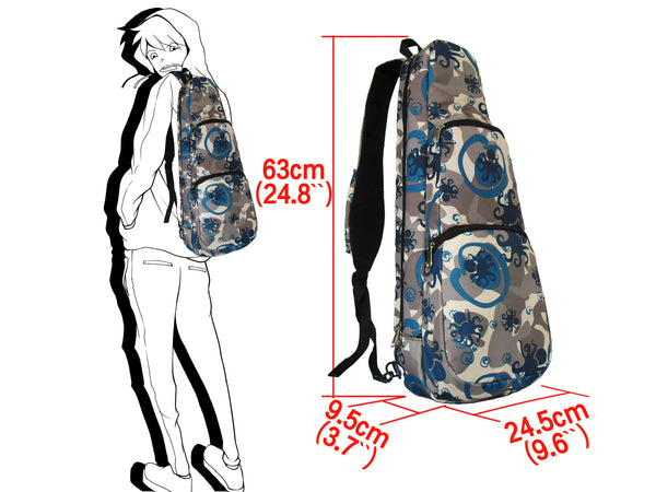 24” Concert Pattern Print Ukulele Sling Gig Bag (GRAY/ NAVY OCTOPUS)