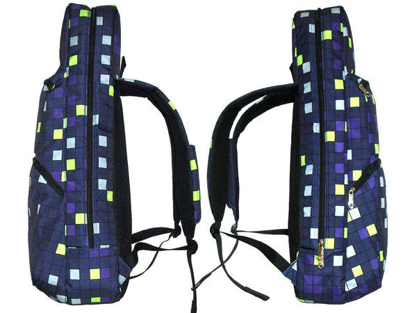 26" Tenor Pattern Print Ukulele Gig Bag Backpack (BLUE / YELLOW SQUARES)