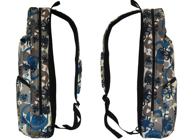 24” Concert Pattern Print Ukulele Sling Gig Bag (GRAY/ NAVY OCTOPUS)