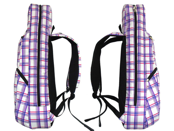 26" Tenor Pattern Print Ukulele Gig Bag Backpack (WHITE / PURPLE CHECKER)