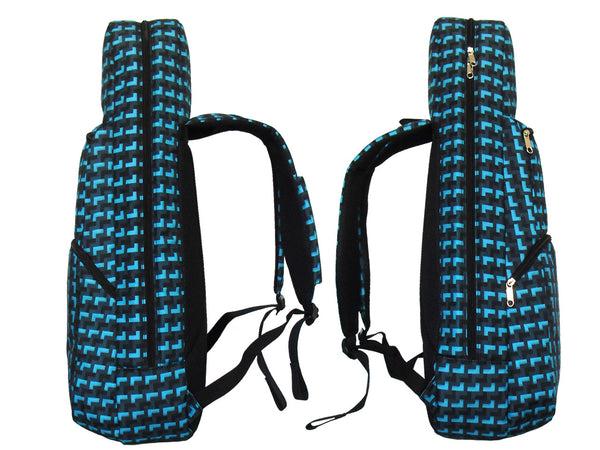 26" Tenor Pattern Print Ukulele Gig Bag Backpack (DARK GRAY / LIGHT BLUE L PATTERN)