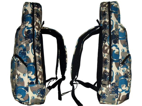 26" Tenor Pattern Print Ukulele Gig Bag Backpack (GRAY / NAVY OCTOPUS)