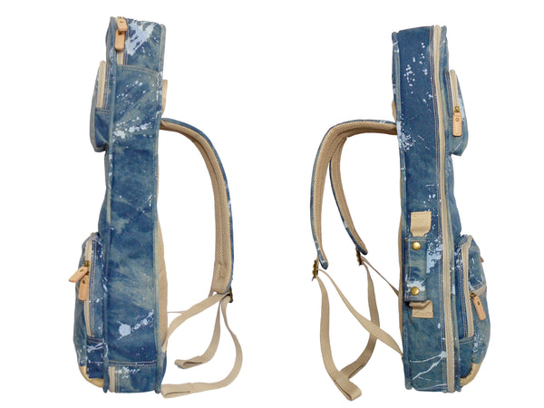 26" Tenor Splash Paint Denim Custom Fit Stylish Ukulele Gig Bag Backpack (NAVY)