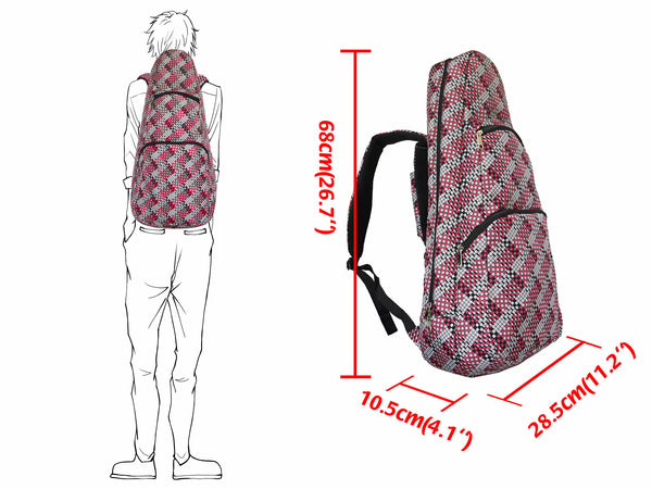 26" Tenor Pattern Print Ukulele Gig Bag Backpack (GRAY / RED DIAMONDS)
