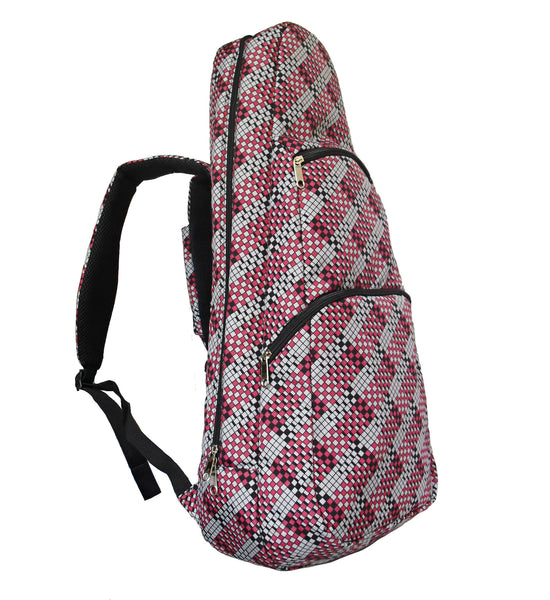 26" Tenor Pattern Print Ukulele Gig Bag Backpack (GRAY / RED DIAMONDS)