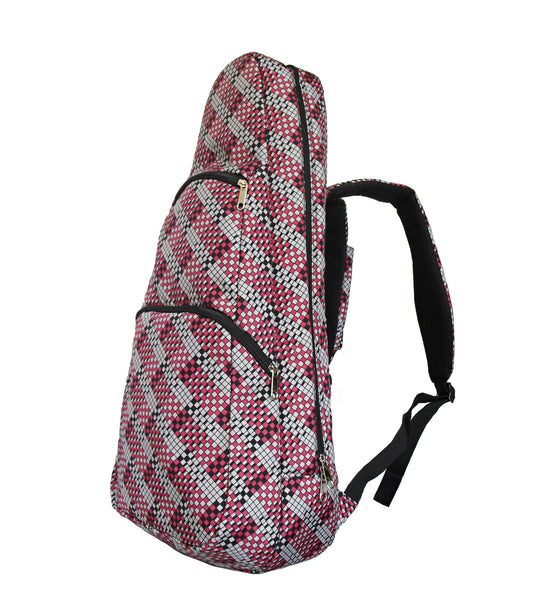 26" Tenor Pattern Print Ukulele Gig Bag Backpack (GRAY / RED DIAMONDS)