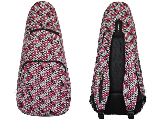 26" Tenor Pattern Print Ukulele Gig Bag Backpack (GRAY / RED DIAMONDS)